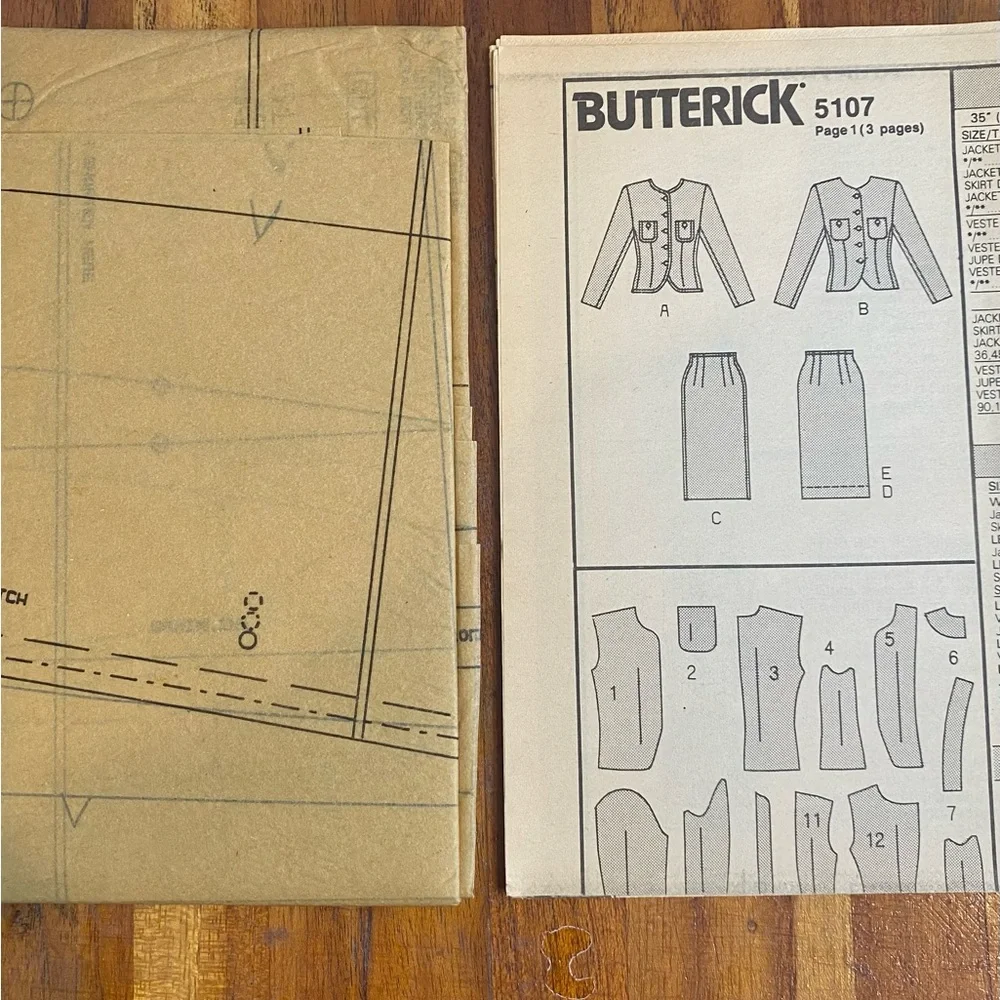 VINTAGE Butterick 5107 Evan Picone Jacket and Skirt sewing pattern Size 12-14-16
